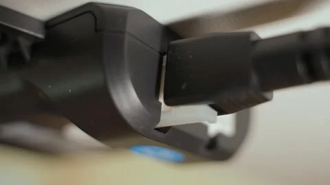 Close-up of electrical plug connection, electrical connector Stock Footage 309114921