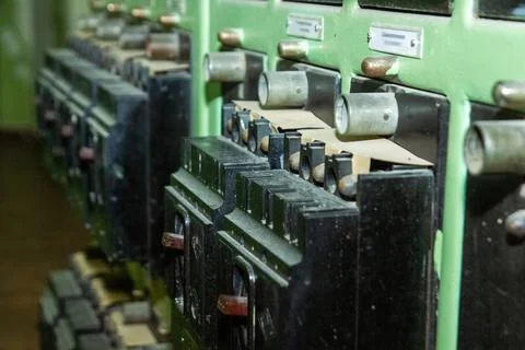 Close up of electrical power switches, electrical switch Stock-Fotos