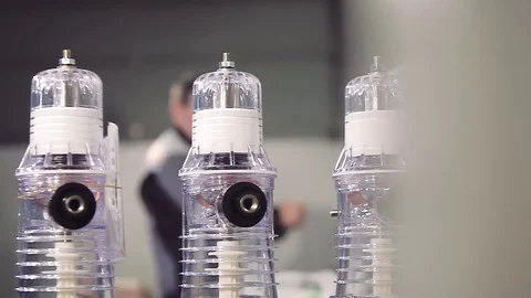 Close-up of electrical technicians working at electrical plant. Stock-Footage 77006134