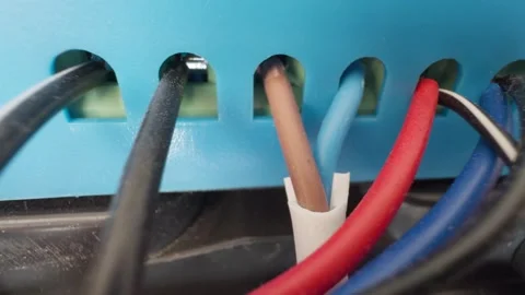 Close-up of electrical wires and fixed electrical contacts. Stock Footage 282242797