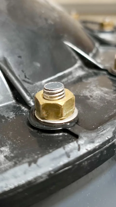 Close up of electrolyte boiling on battery terminal Stock-Footage 344987067