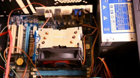 Close up of electronic board with components. Computer inside. Video shift Stock Footage 39781378