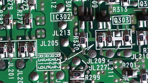Close up Of Electronic Chip Circuit Board Rotating Around Stock Footage 233076573