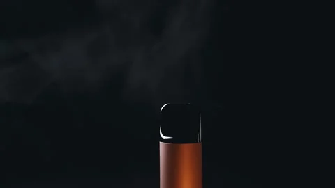 Close-up, Electronic Cigarette or Vape in Smoke on Black Background Stock Footage 312014256