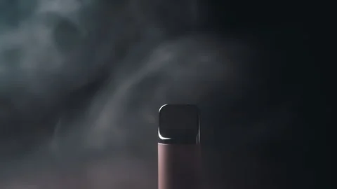Close-up, Electronic Cigarette or Vape in Smoke on Black Background Stock Footage 312014458