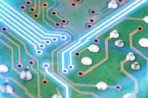 Close up of Electronic circuit board background. Computer, hardware or Foto stock