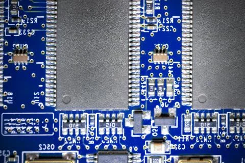 Close-up of electronic circuit board. Macro Stock Photos