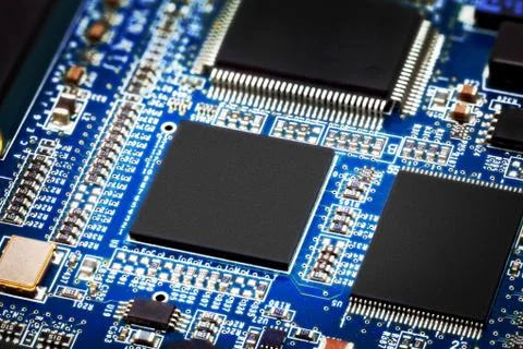 Close-up of electronic circuit board. Macro Stock Photos