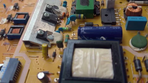 Close-up of Electronic Circuit Board Parts Components Stock Footage 333076878