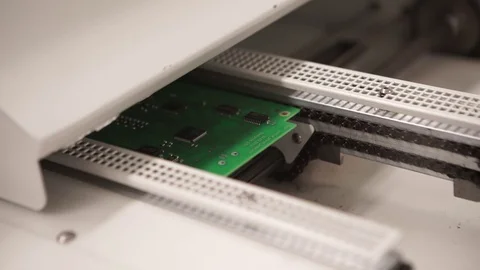 Close-up of electronic circuit board with processor. Hi tech computer chip close Stock Footage 77739621