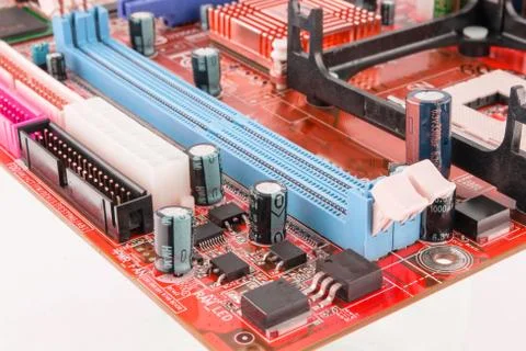 Close-up of electronic circuit board with processor Stock Photos