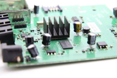 Close-up of electronic circuit board with processor Stock Photos