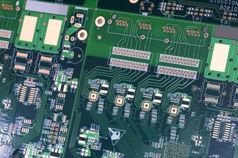 Close-up electronic circuit board. technology style concept background as tem Stock Photos