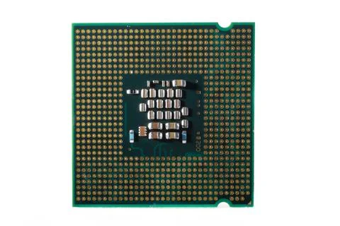 Close-Up of Electronic Circuit Components on a Microchip Surface Stock Photos