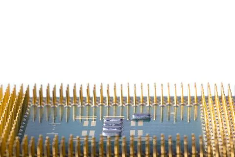 Close-Up of Electronic Circuit Components on a Microchip Surface Stock Photos