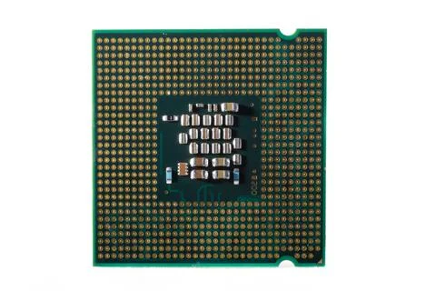 Close-Up of Electronic Circuit Components on a Microchip Surface Stock Photos