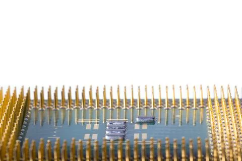 Close-Up of Electronic Circuit Components on a Microchip Surface Stock Photos