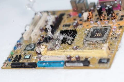 Close up of Electronic Circuits in Technology on  Mainboard Photos