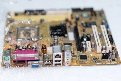 Close up of Electronic Circuits in Technology on  Mainboard 写真素材