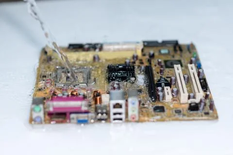 Close up of Electronic Circuits in Technology on  Mainboard Stock Photos