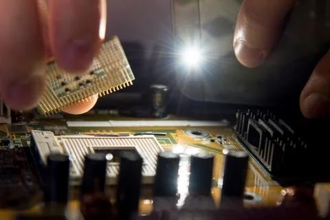 Close up of Electronic Circuits in Technology on  Mainboard Stock-Fotos
