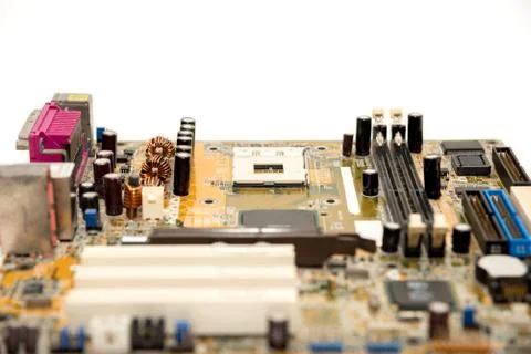 Close up of Electronic Circuits in Technology on  Mainboard 스톡 사진