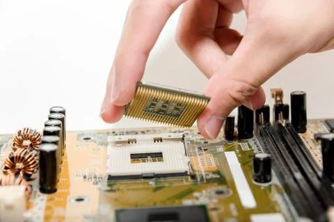 Close up of Electronic Circuits in Technology on  Mainboard 库存照片