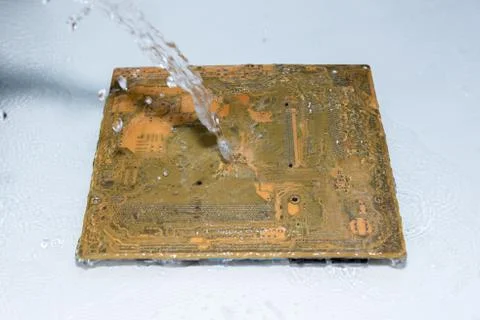 Close up of Electronic Circuits in Technology on  Mainboard 스톡 사진