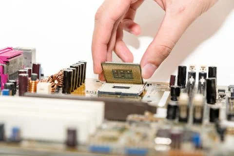 Close up of Electronic Circuits in Technology on  Mainboard Stock-Fotos