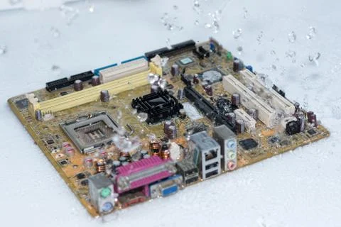 Close up of Electronic Circuits in Technology on  Mainboard Stock Photos