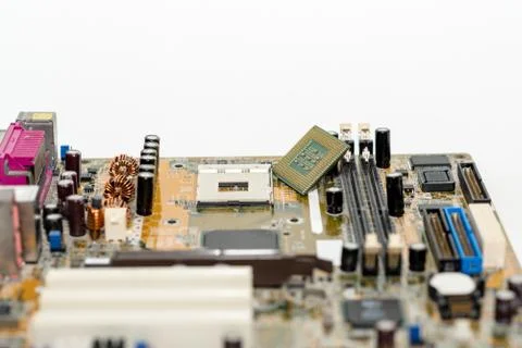 Close up of Electronic Circuits in Technology on  Mainboard Stock Photos