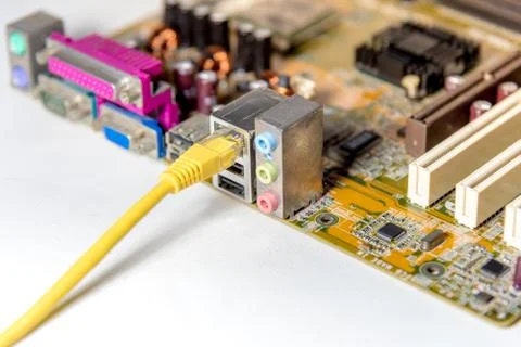 Close up of Electronic Circuits in Technology on   Mainboard (Main board,cpu mot Stockfoto's