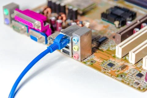 Close up of Electronic Circuits in Technology on  Mainboard Stock Photos