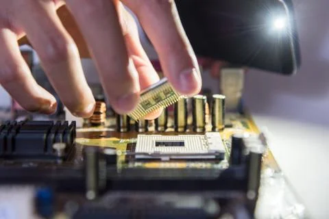Close up of Electronic Circuits in Technology on  Mainboard Stock Photos