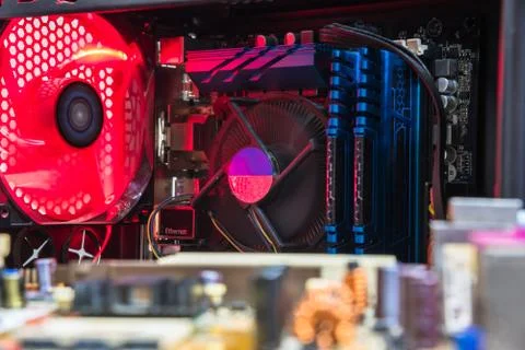 Close up of Electronic Circuits in Technology on  Mainboard 库存照片