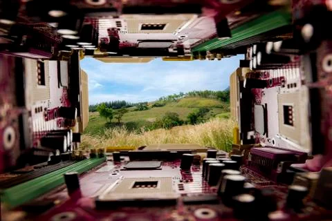 Close up of Electronic Circuits in Technology on  Mainboard Stock-Fotos