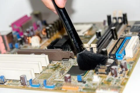 Close up of Electronic Circuits in Technology on  Mainboard Stock Photos
