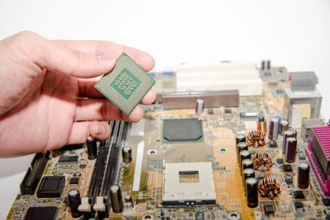 Close up of Electronic Circuits in Technology on  Mainboard Stock Photos