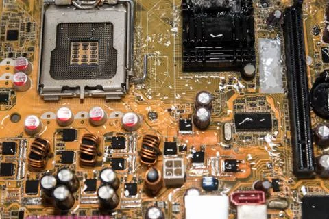 Close up of Electronic Circuits in Technology on  Mainboard Stock Photos