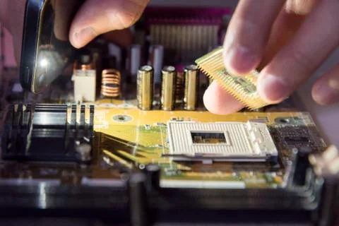 Close up of Electronic Circuits in Technology on  Mainboard Stock Photos