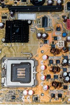 Close up of Electronic Circuits in Technology on  Mainboard Stock Photos