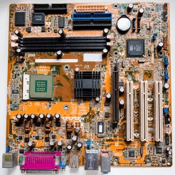 Close up of Electronic Circuits in Technology on  Mainboard Stock-Fotos