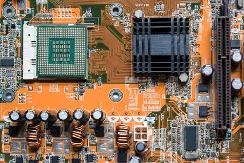 Close up of Electronic Circuits in Technology on  Mainboard Stock Photos