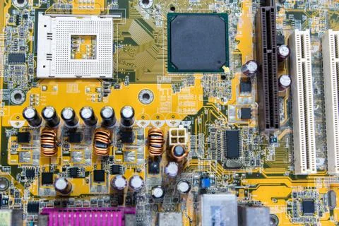 Close up of Electronic Circuits in Technology on  Mainboard Stock Photos
