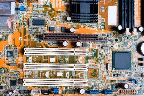 Close up of Electronic Circuits in Technology on  Mainboard Stock Photos