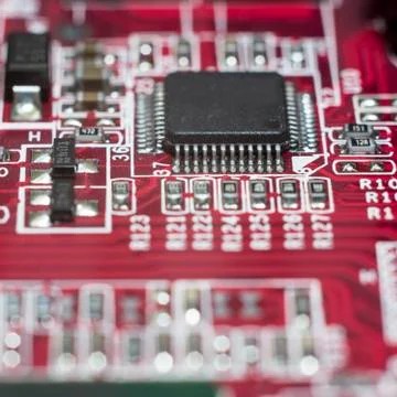 Close up of Electronic Circuits in Technology on  Mainboard 库存照片