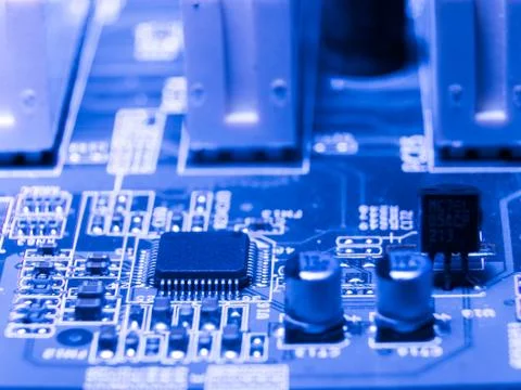 Close up of Electronic Circuits in Technology on  Mainboard Stock Photos