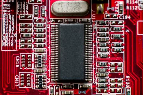 Close up of Electronic Circuits in Technology on  Mainboard Stock Photos