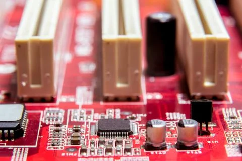 Close up of Electronic Circuits in Technology on  Mainboard Stock Photos