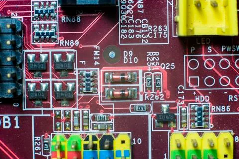Close up of Electronic Circuits in Technology on  Mainboard Stock Photos